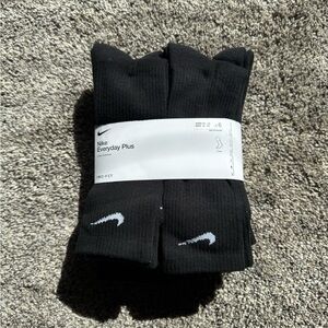 Nike Black Crew Athletic Socks with White Swoosh - 6 Pack
